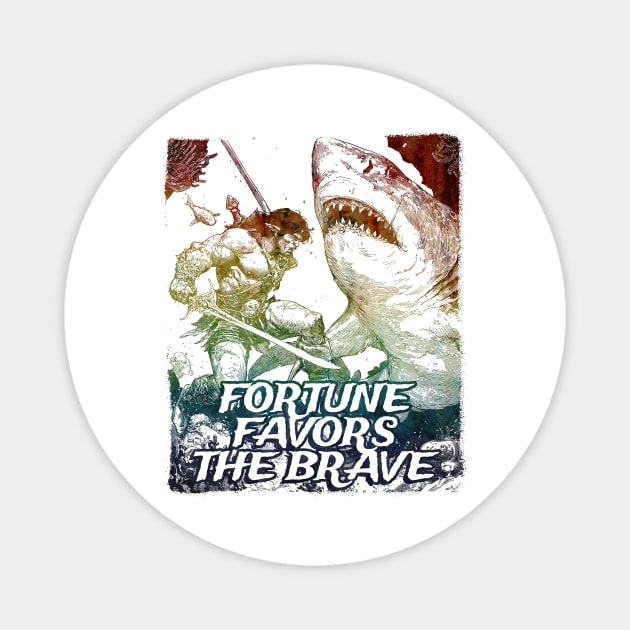 "Fortune Favors The Brave" Vintage Barbarian Fantasy Magnet by Nonstop Shirts